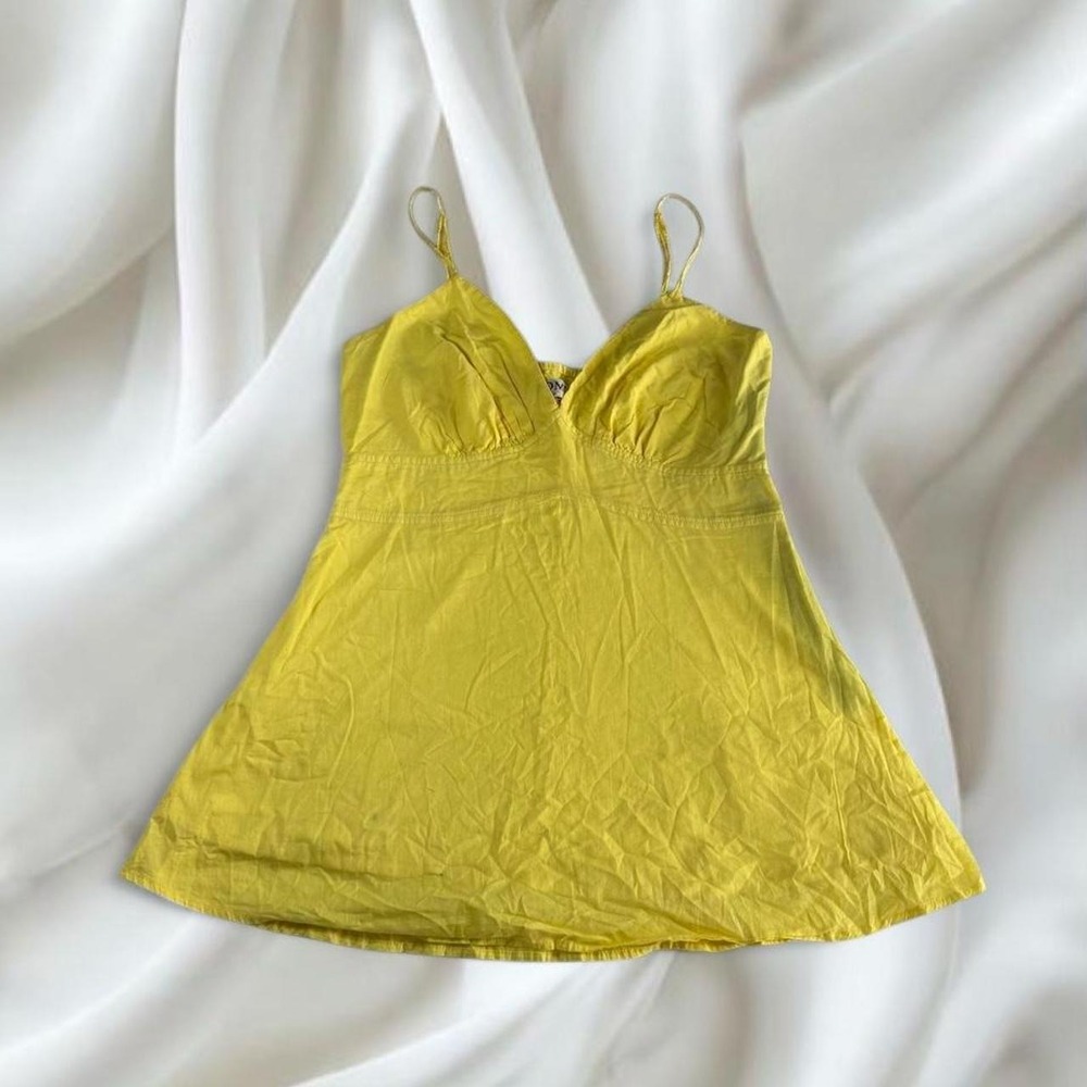 Romy yellow babydoll cami tank top with zipper side y2k vintage grunge